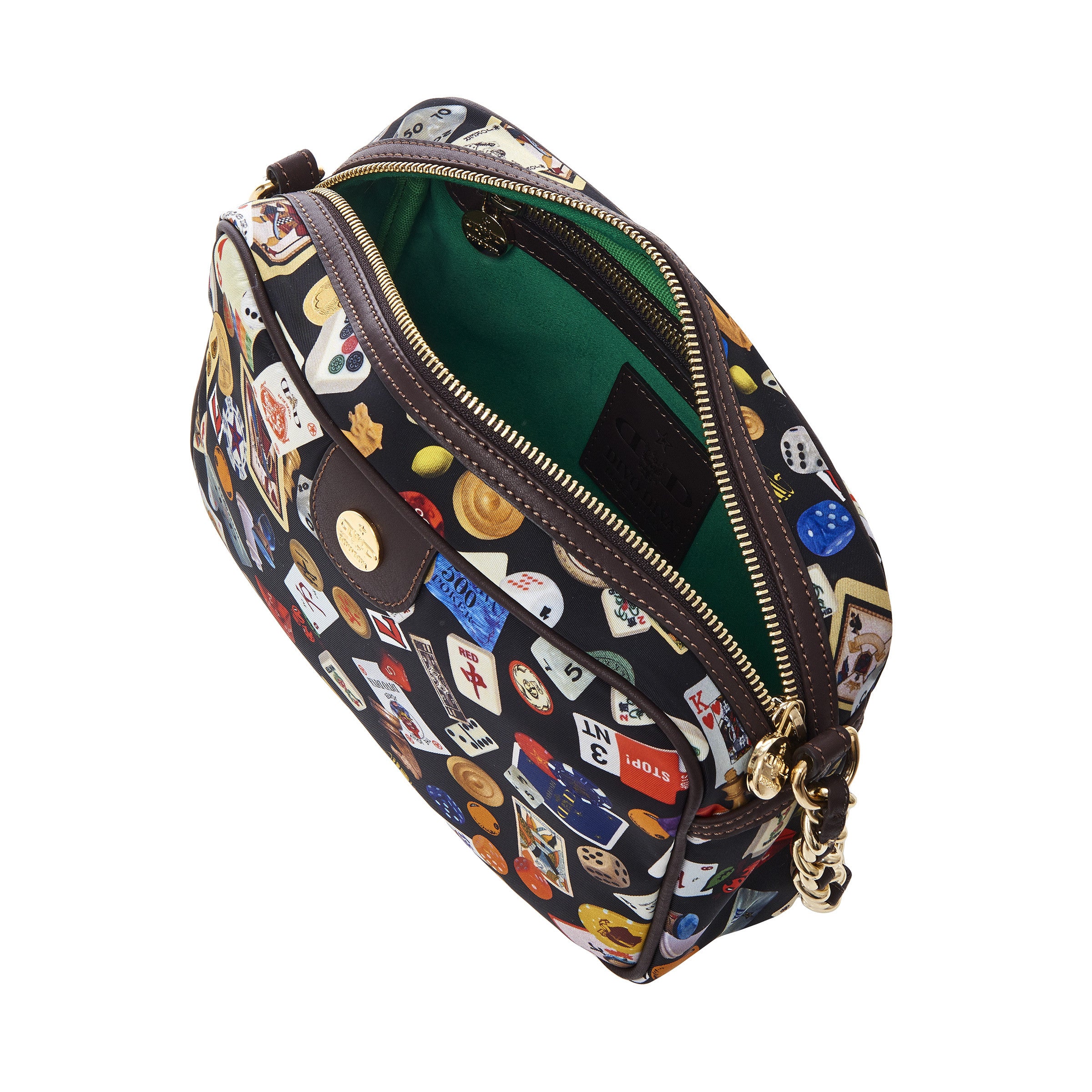 Las Vegas Tracolla con catene in Nylon con Disegno Gambling Multicolor Nero/Cacao