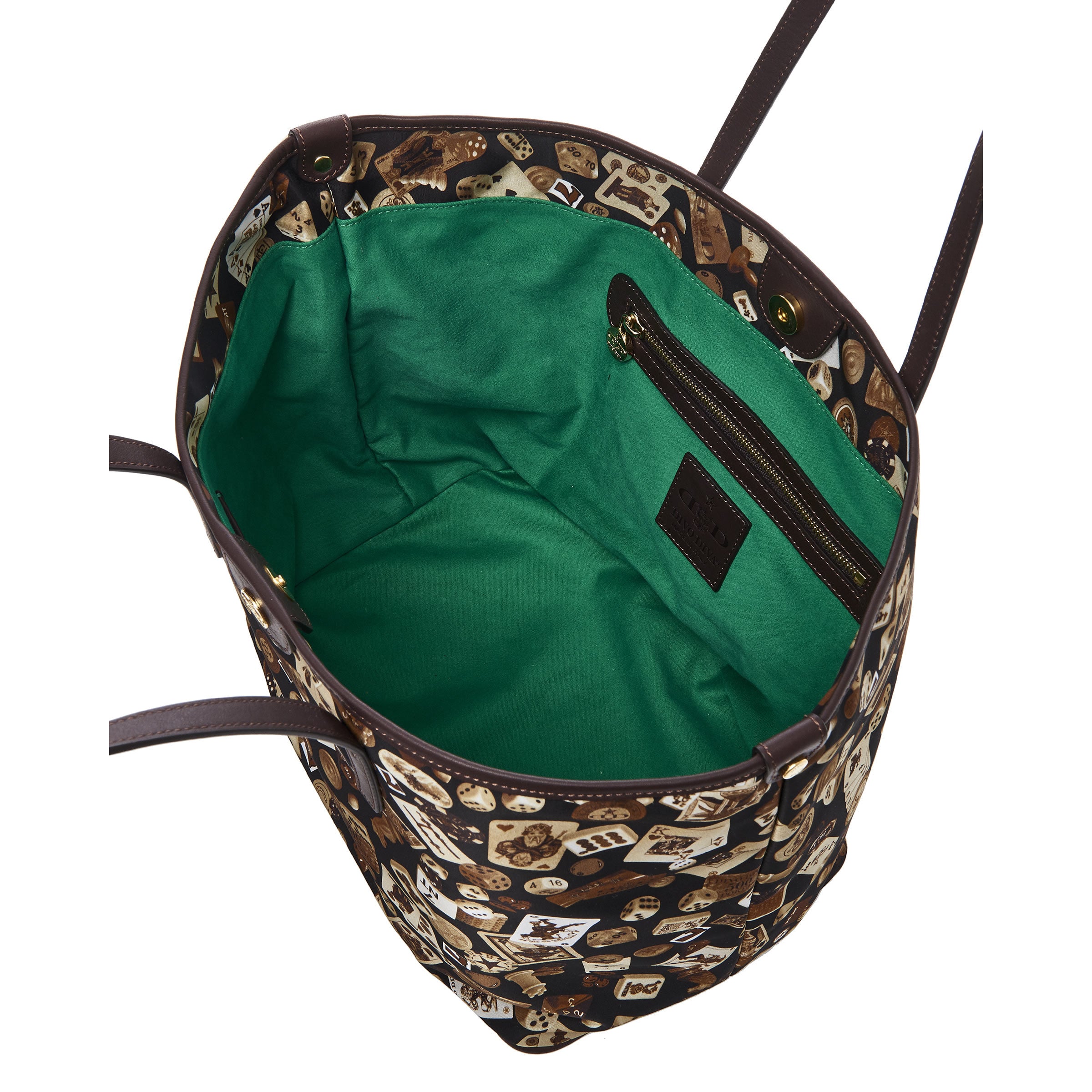 Sanremo Borsa shopping medium in Nylon with Gambling Classic Brown/Cocoa design