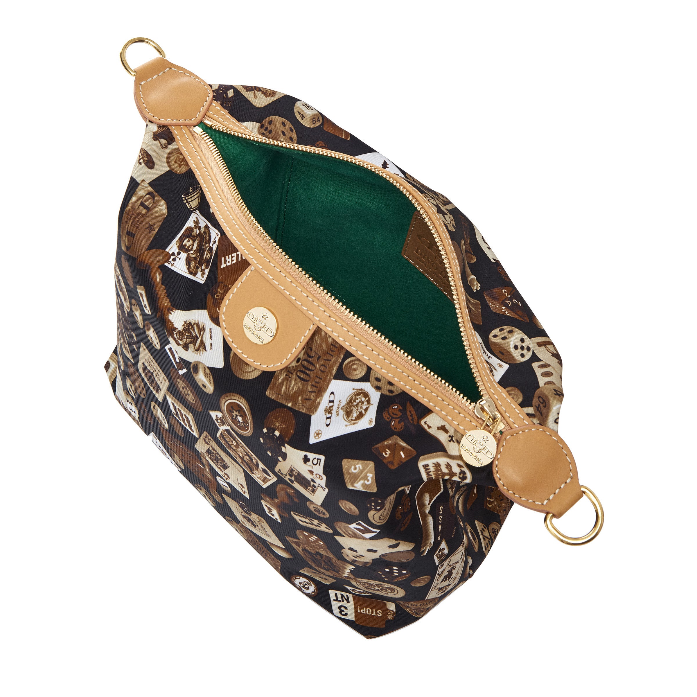 Dublin Tracolla in Nylon con Disegno Gambling Classic Marrone/Biscotto