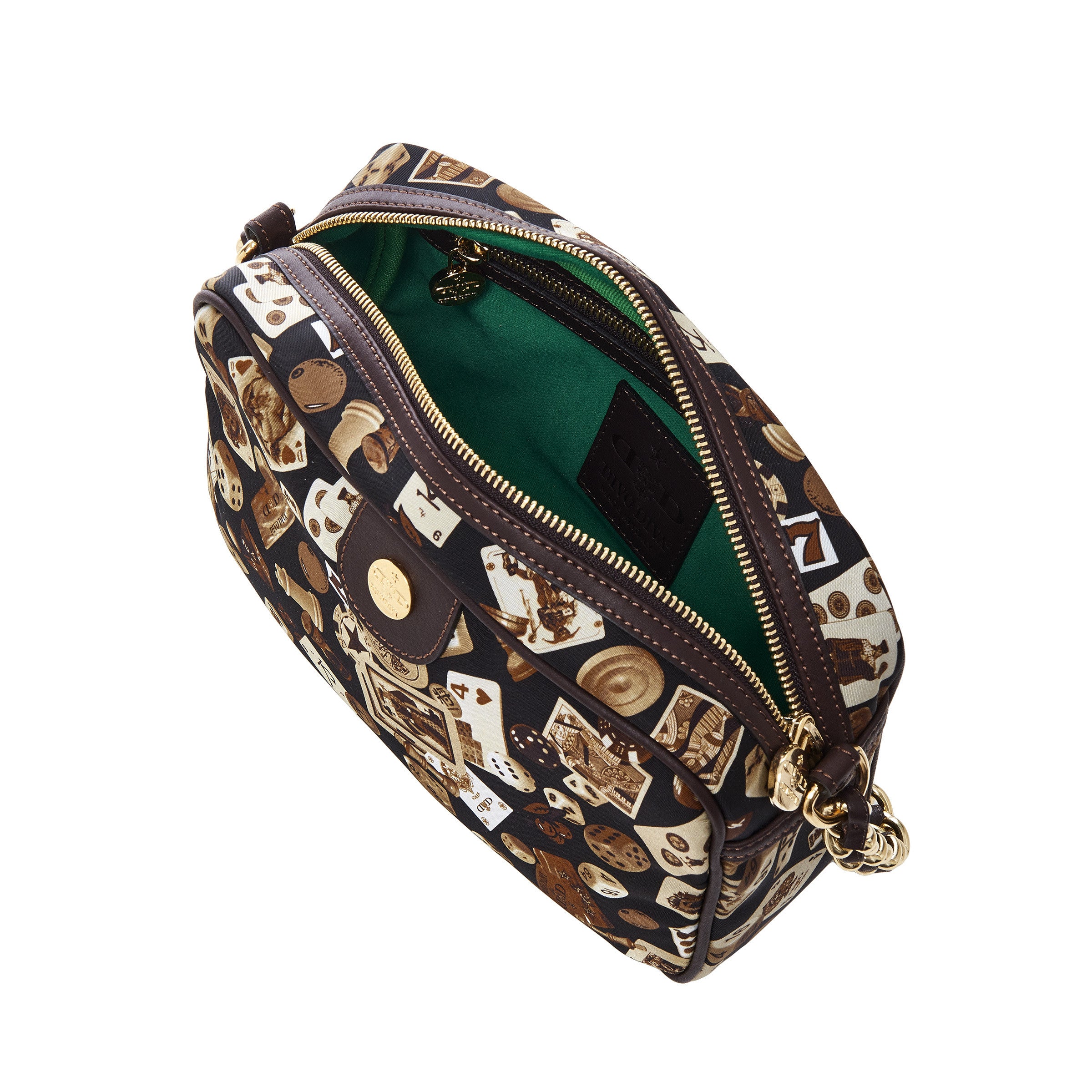 Las Vegas Tracolla con catene in Nylon con Disegno Gambling Classic Marrone/Cacao