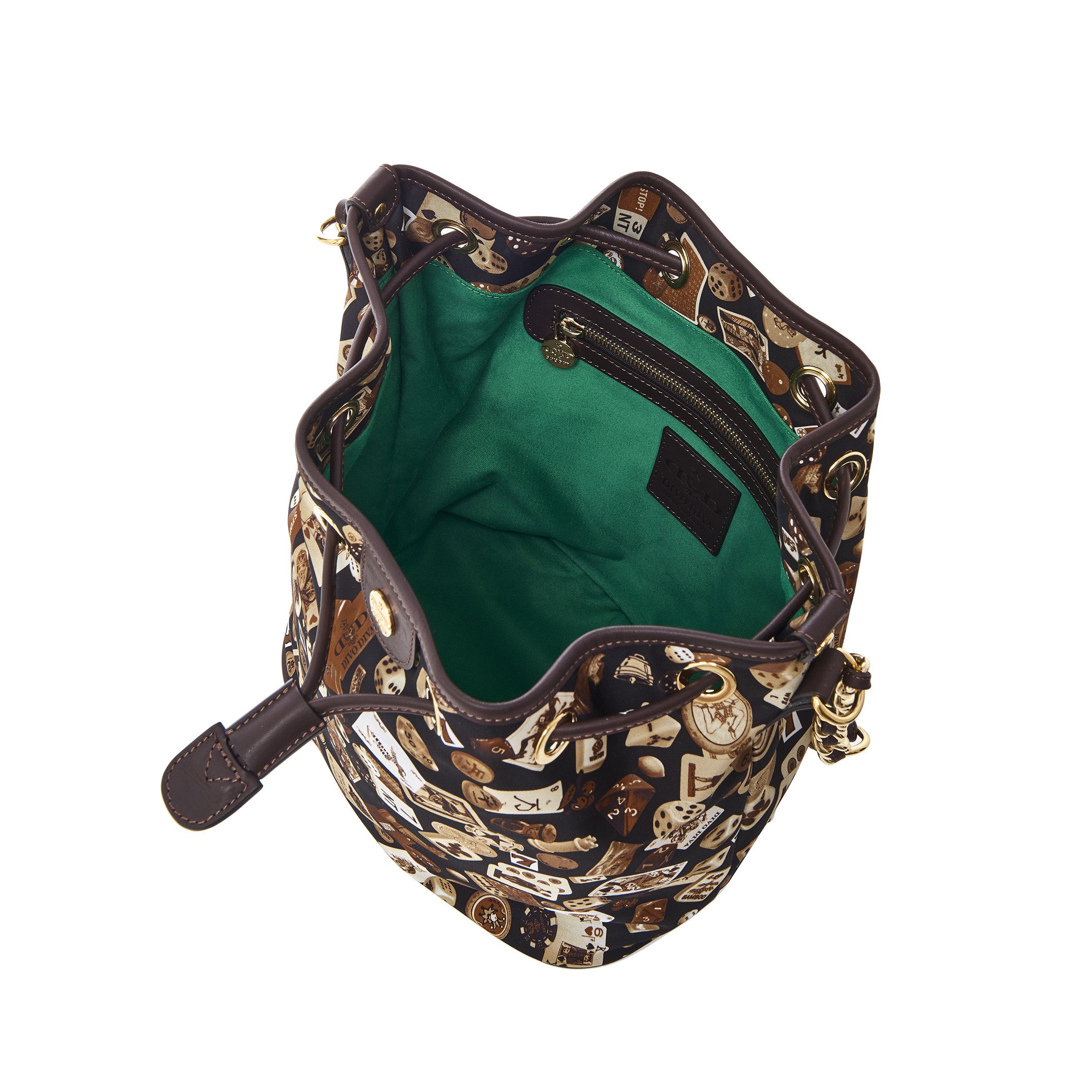 Casablanca Secchiello con catene in Nylon con Disegno Gambling Classic Marrone/Cacao