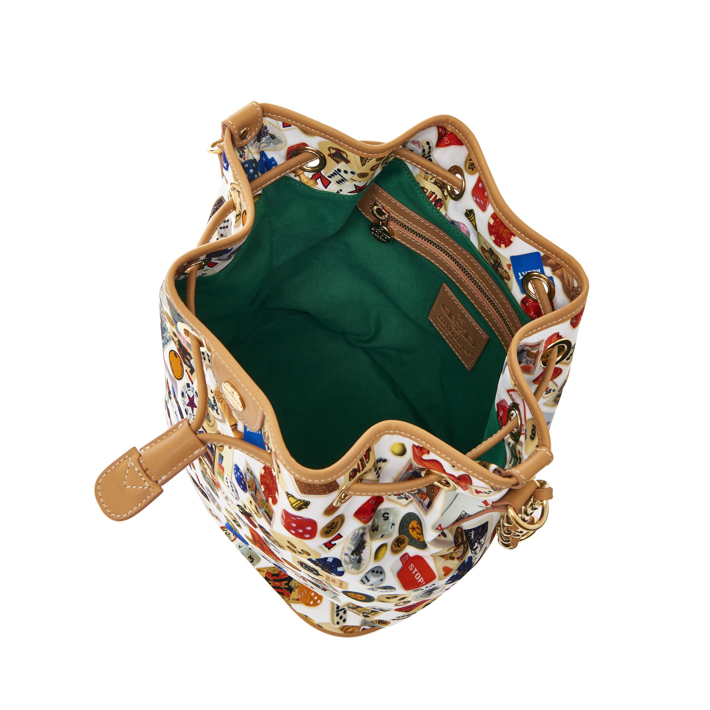 Casablanca Secchiello con catene in Nylon con Disegno Gambling Multicolor Bianco/Biscotto