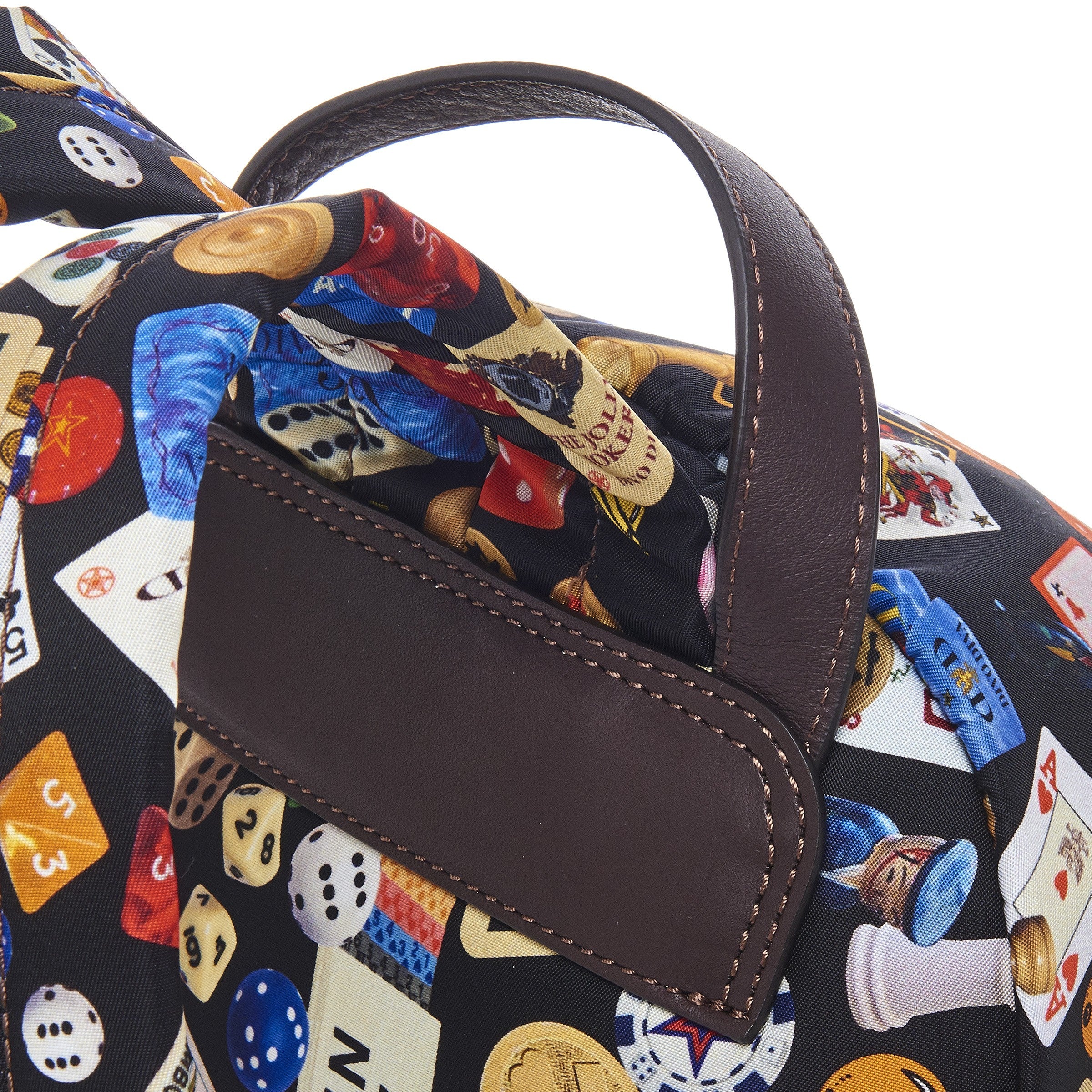 Melbourne Zaino piccolo in Nylon con Disegno Gambling Multicolor Nero/Cacao