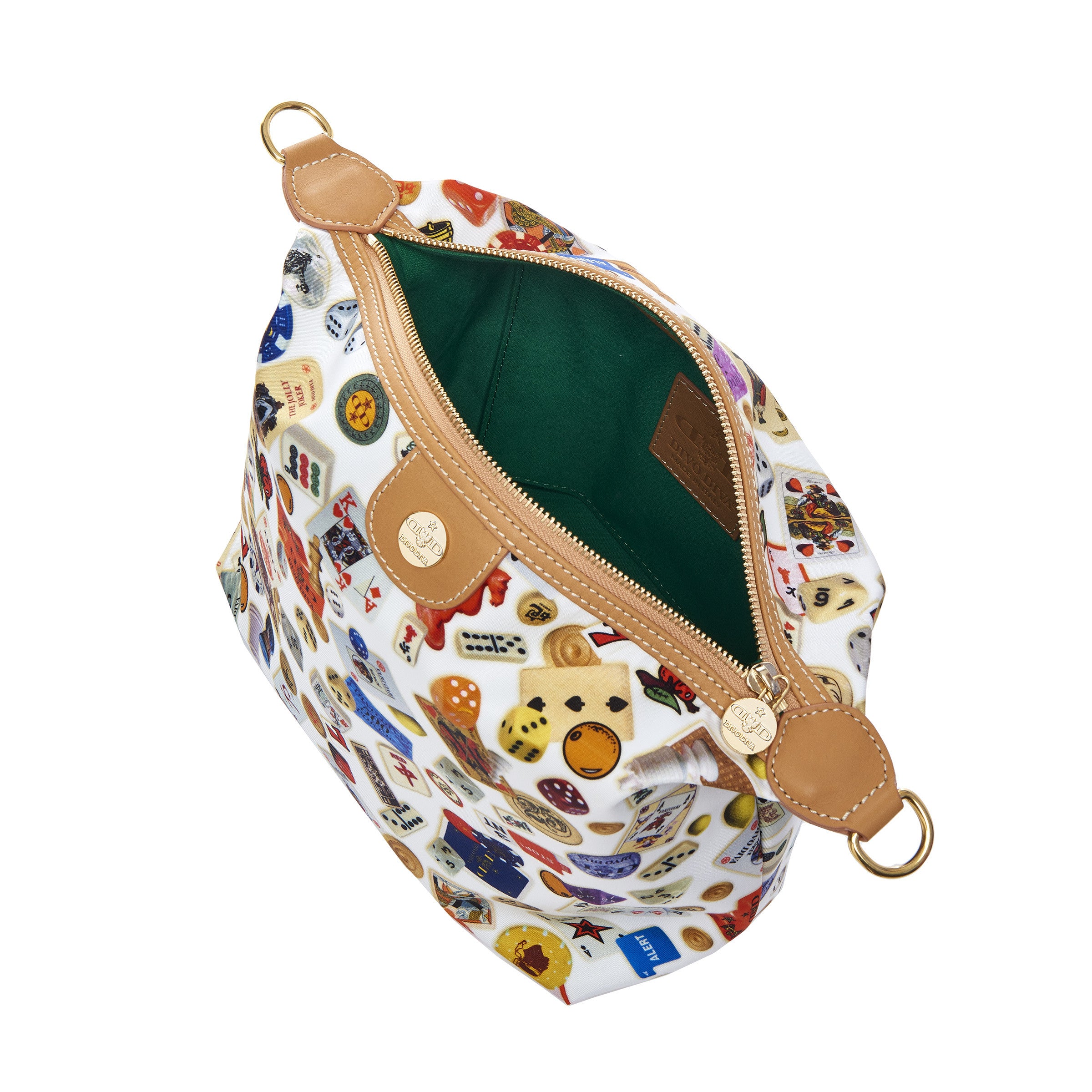 Dublin Tracolla in Nylon con Disegno Gambling Multicolor Bianco/Biscotto