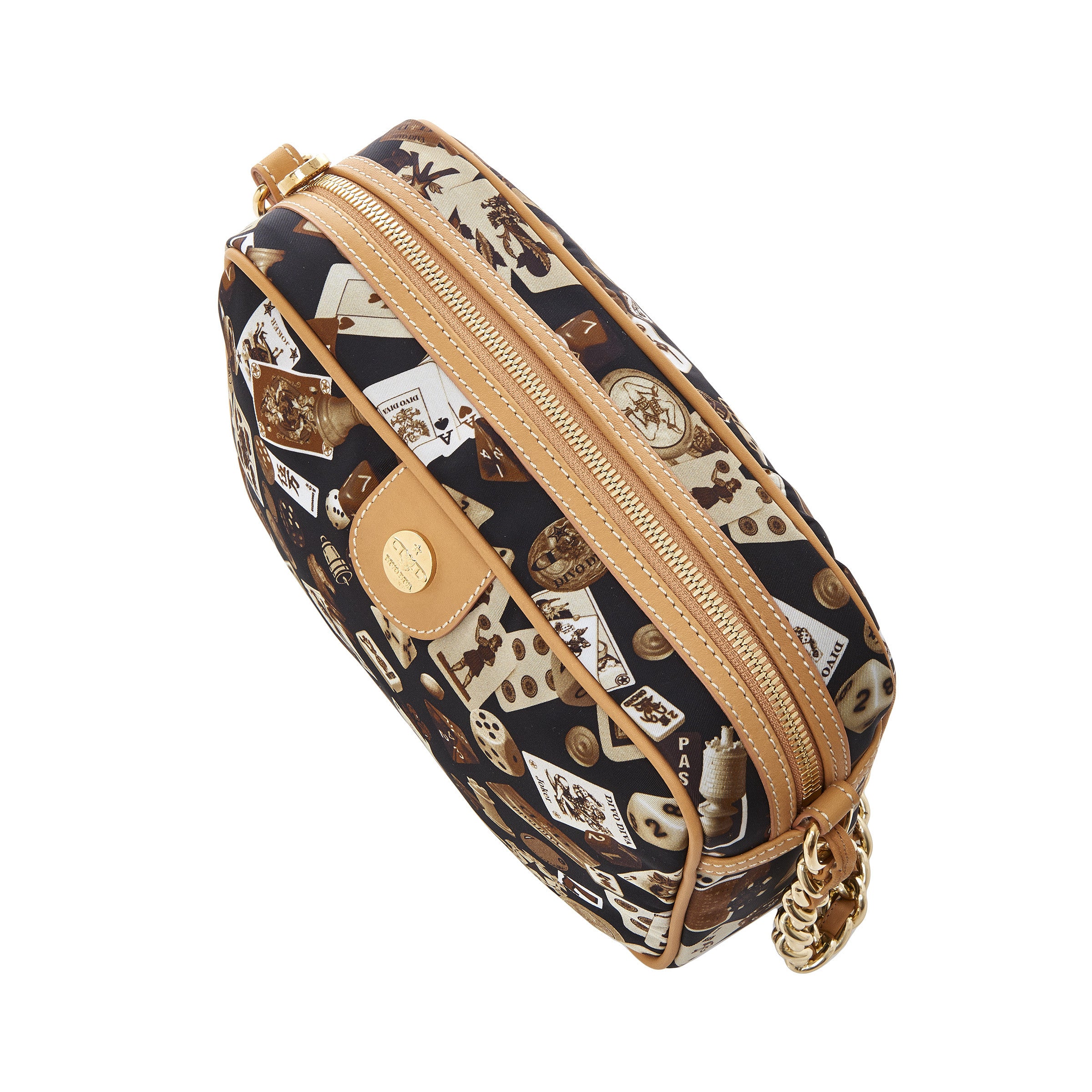 Las Vegas Tracolla con catene in Nylon con Disegno Gambling Classic Marrone/Biscotto