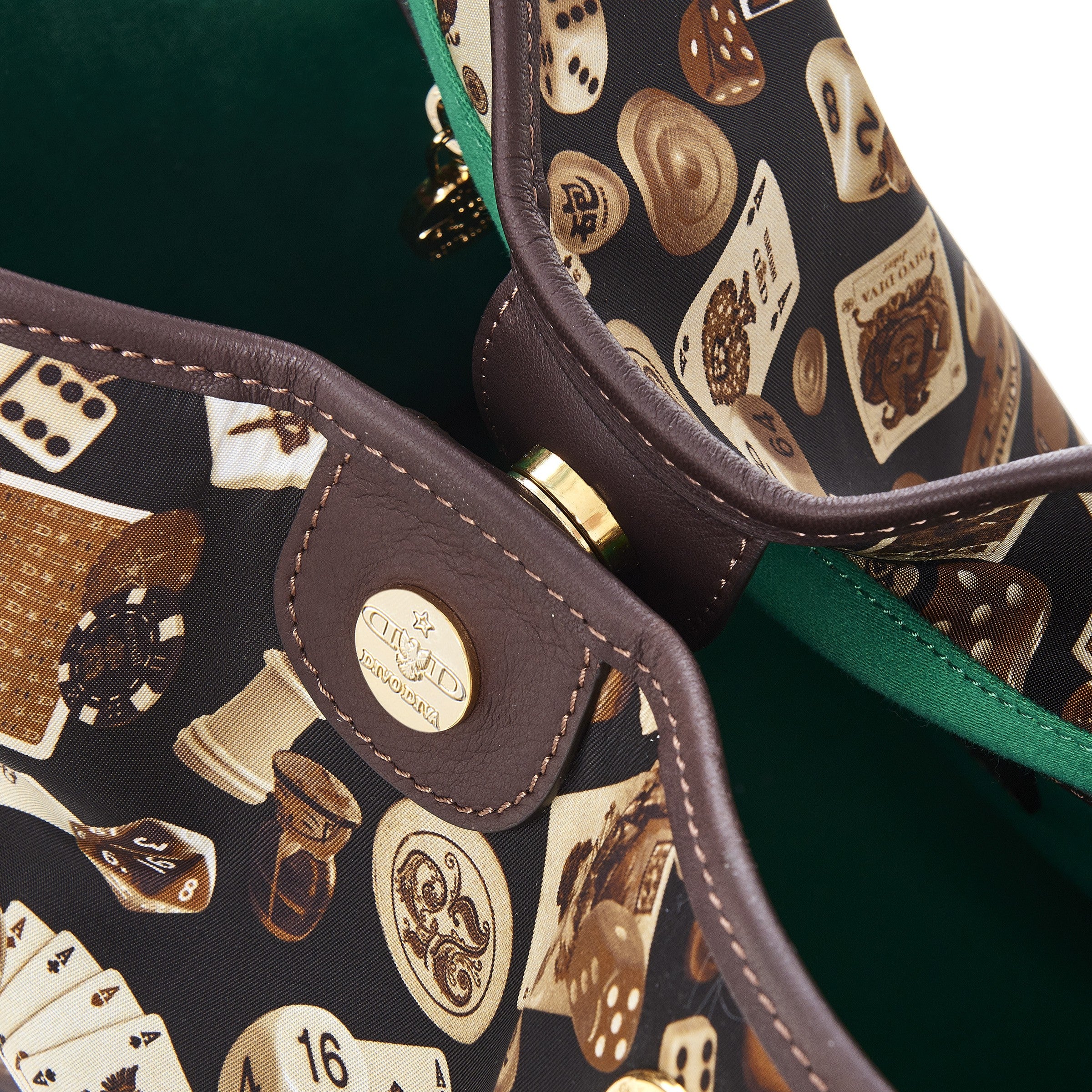 Miami Borsa shopping medium with nylon chains with Classic Gambling Design Brown/Cocoa