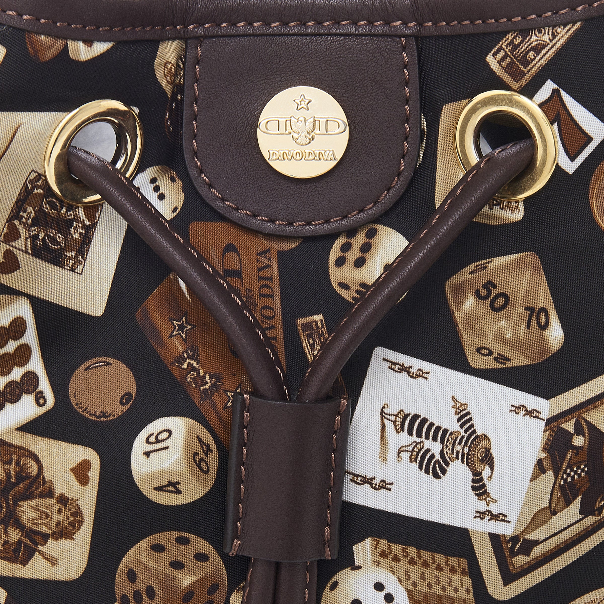 Casablanca Secchiello con catene in Nylon con Disegno Gambling Classic Marrone/Cacao