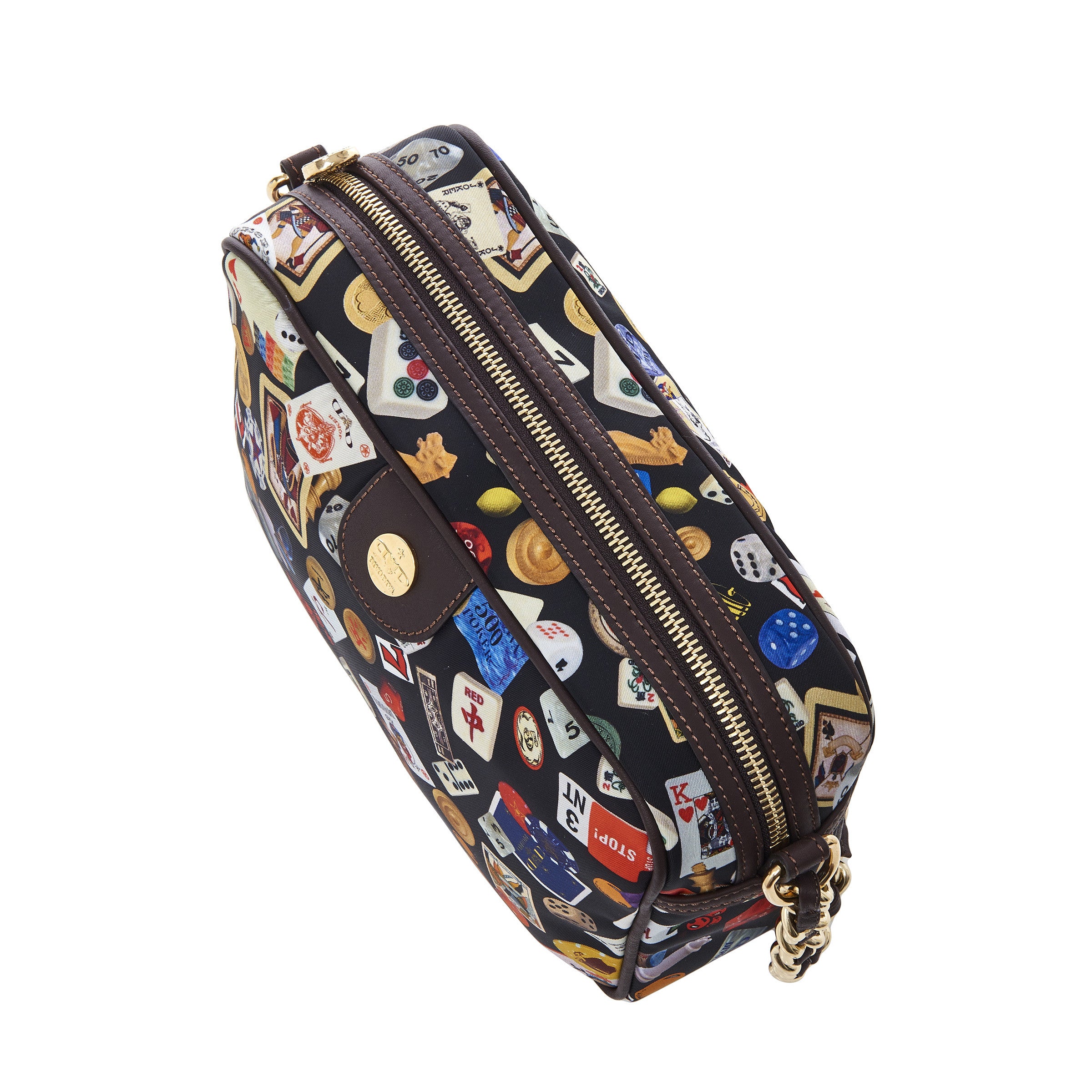 Las Vegas Tracolla con catene in Nylon con Disegno Gambling Multicolor Nero/Cacao