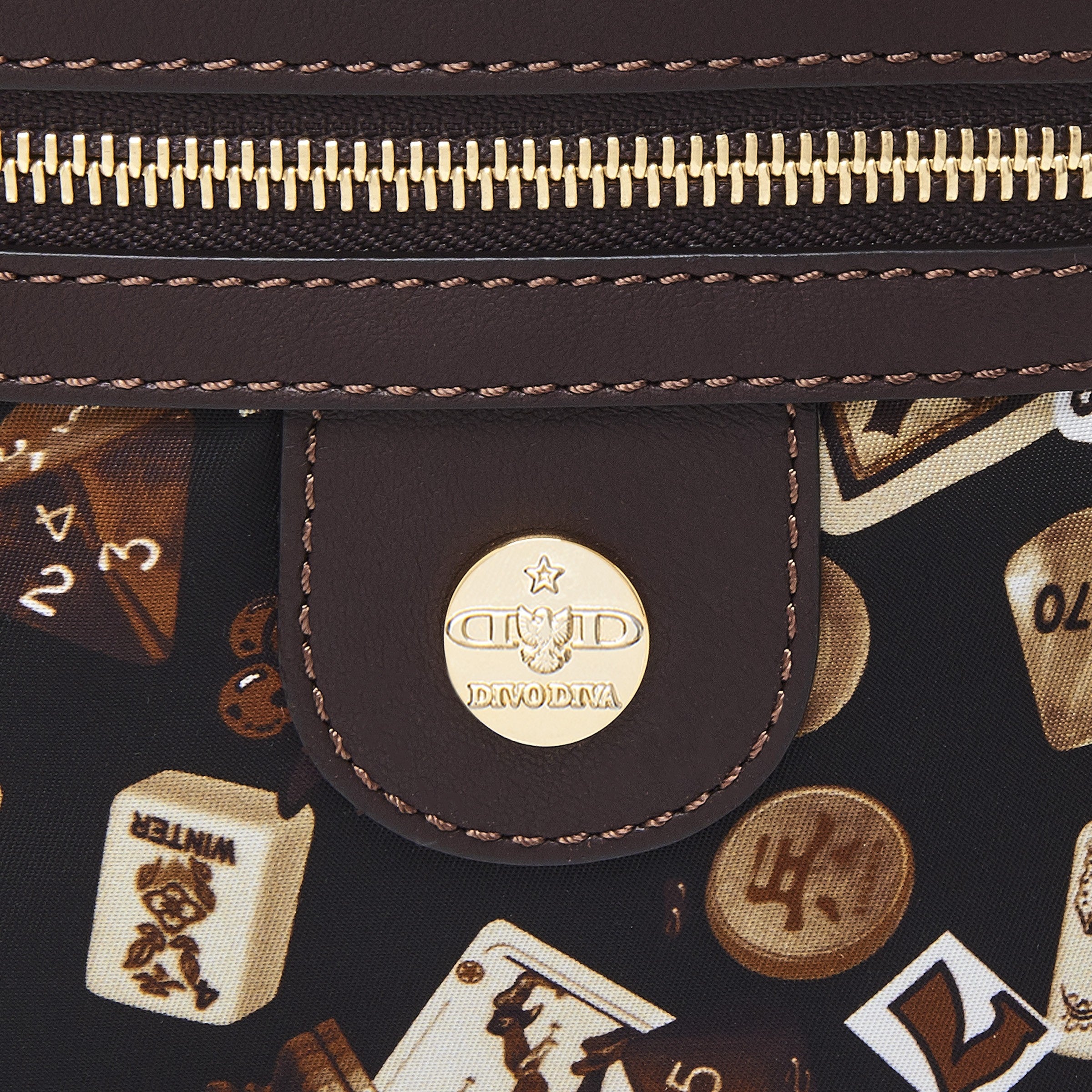 Melbourne Zaino piccolo in Nylon con Disegno Gambling Classic Marrone/Cacao