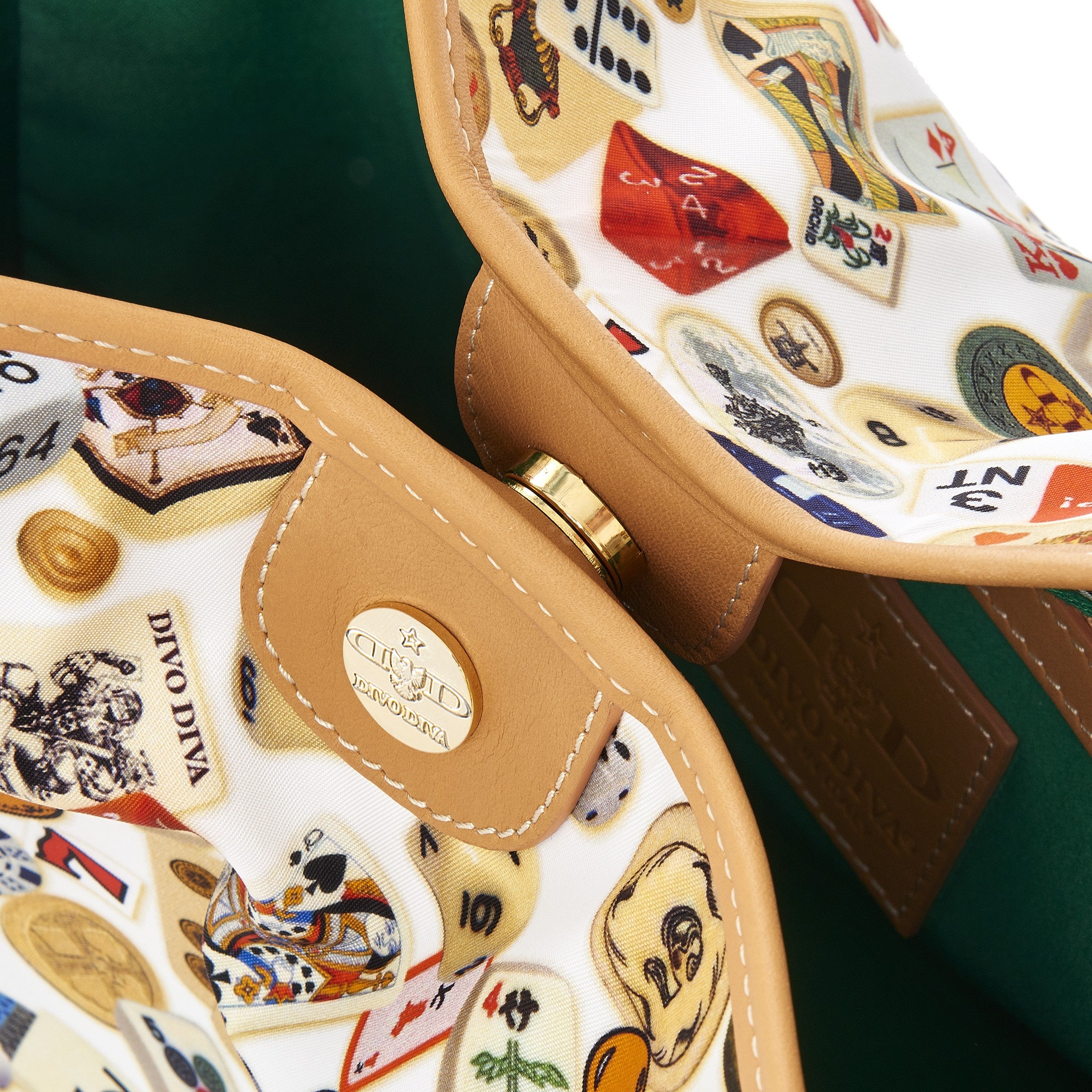 Miami Bolsa shopping medium with Nylon chains with Multicolor Gambling Design White/Biscuit