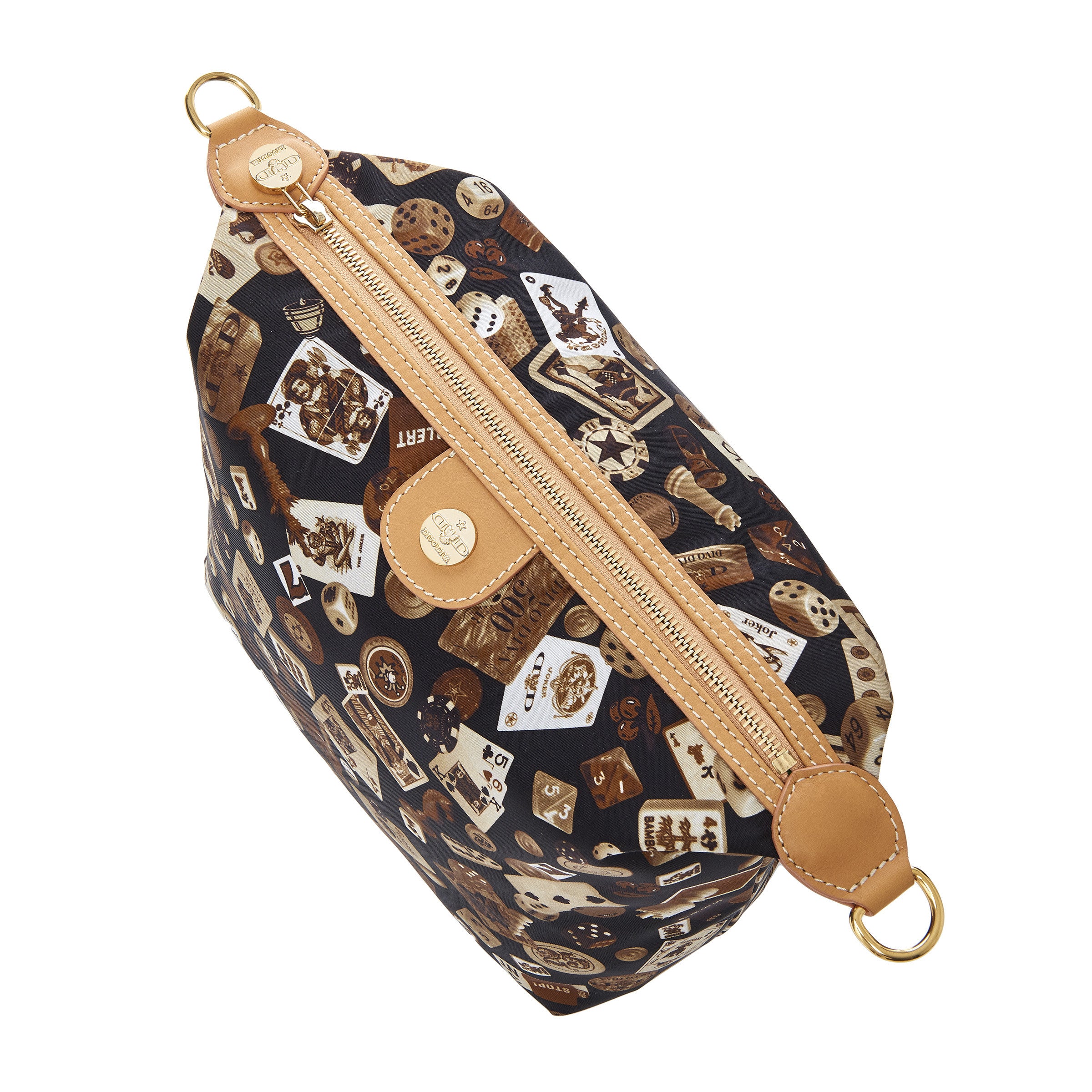 Dublin Tracolla in Nylon con Disegno Gambling Classic Marrone/Biscotto