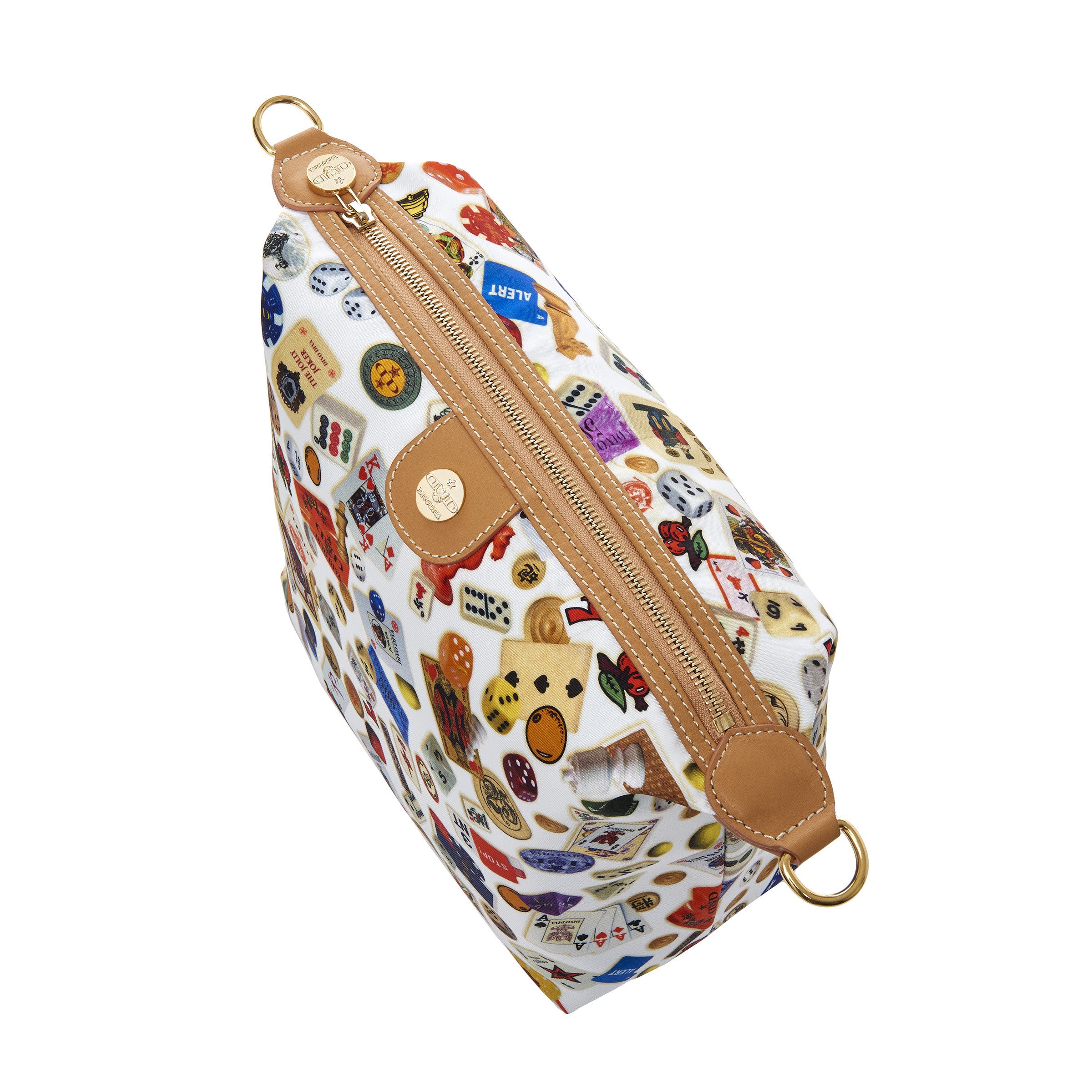 Dublin Tracolla in Nylon con Disegno Gambling Multicolor Bianco/Biscotto