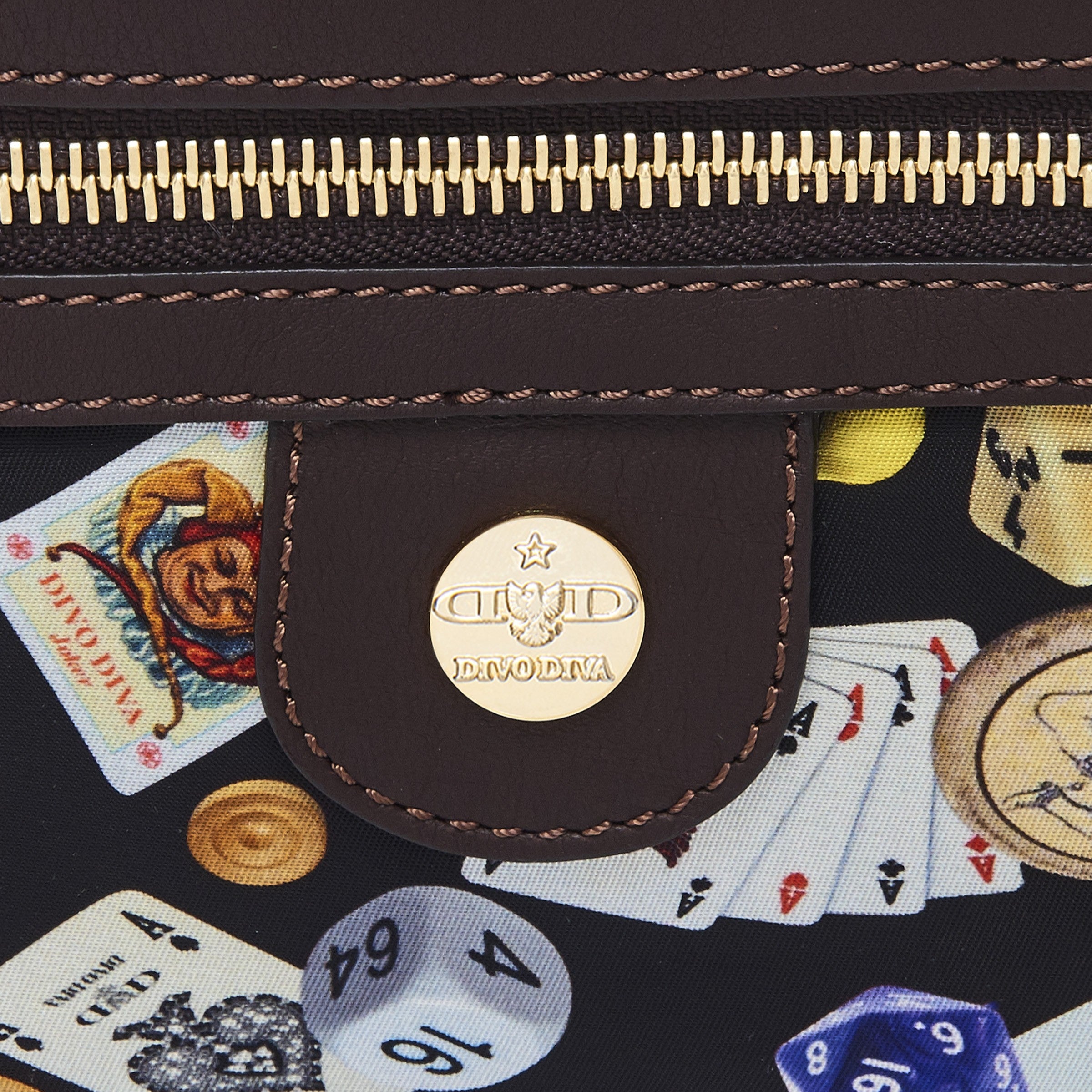 Melbourne Zaino piccolo in Nylon con Disegno Gambling Multicolor Nero/Cacao