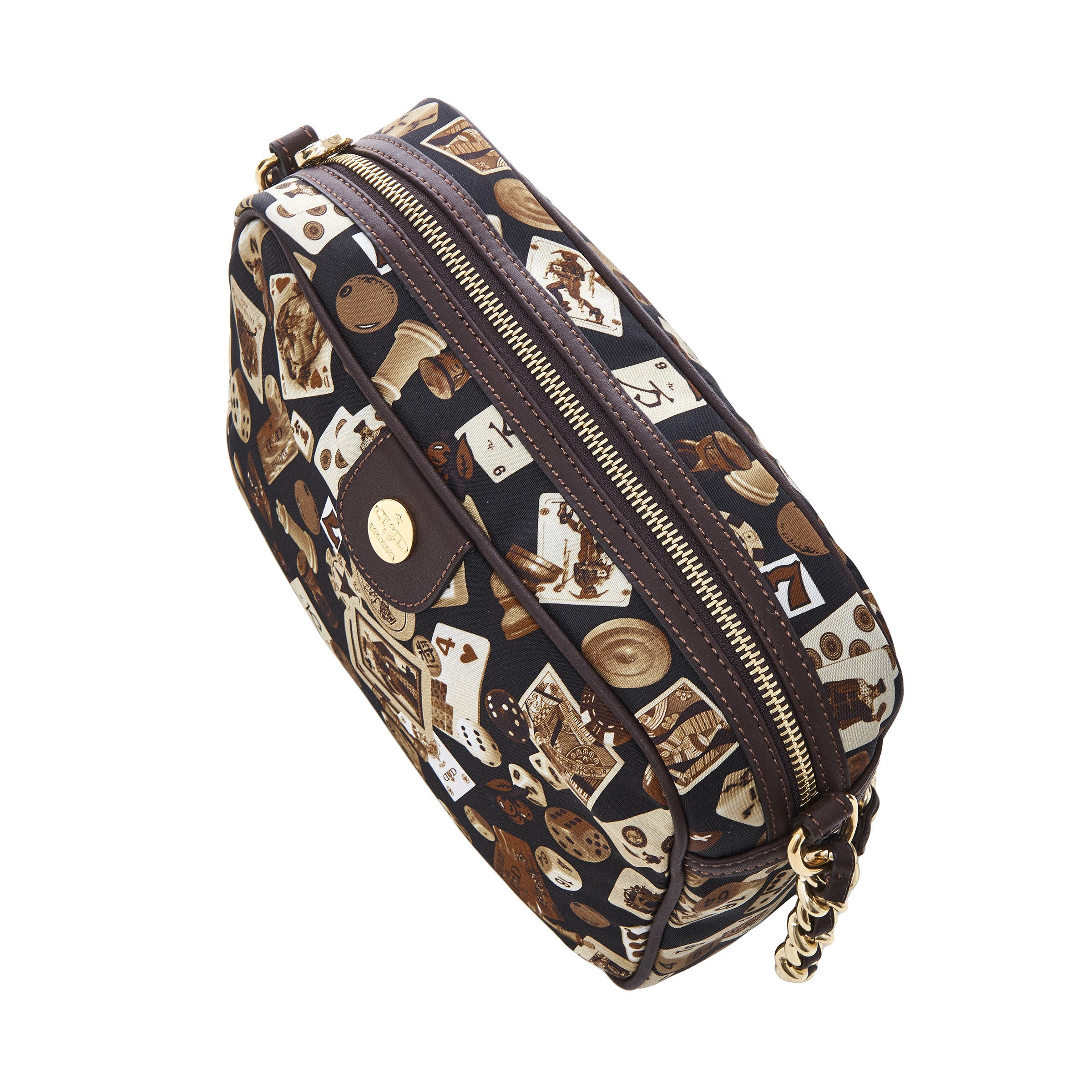 Las Vegas Tracolla con catene in Nylon con Disegno Gambling Classic Marrone/Cacao