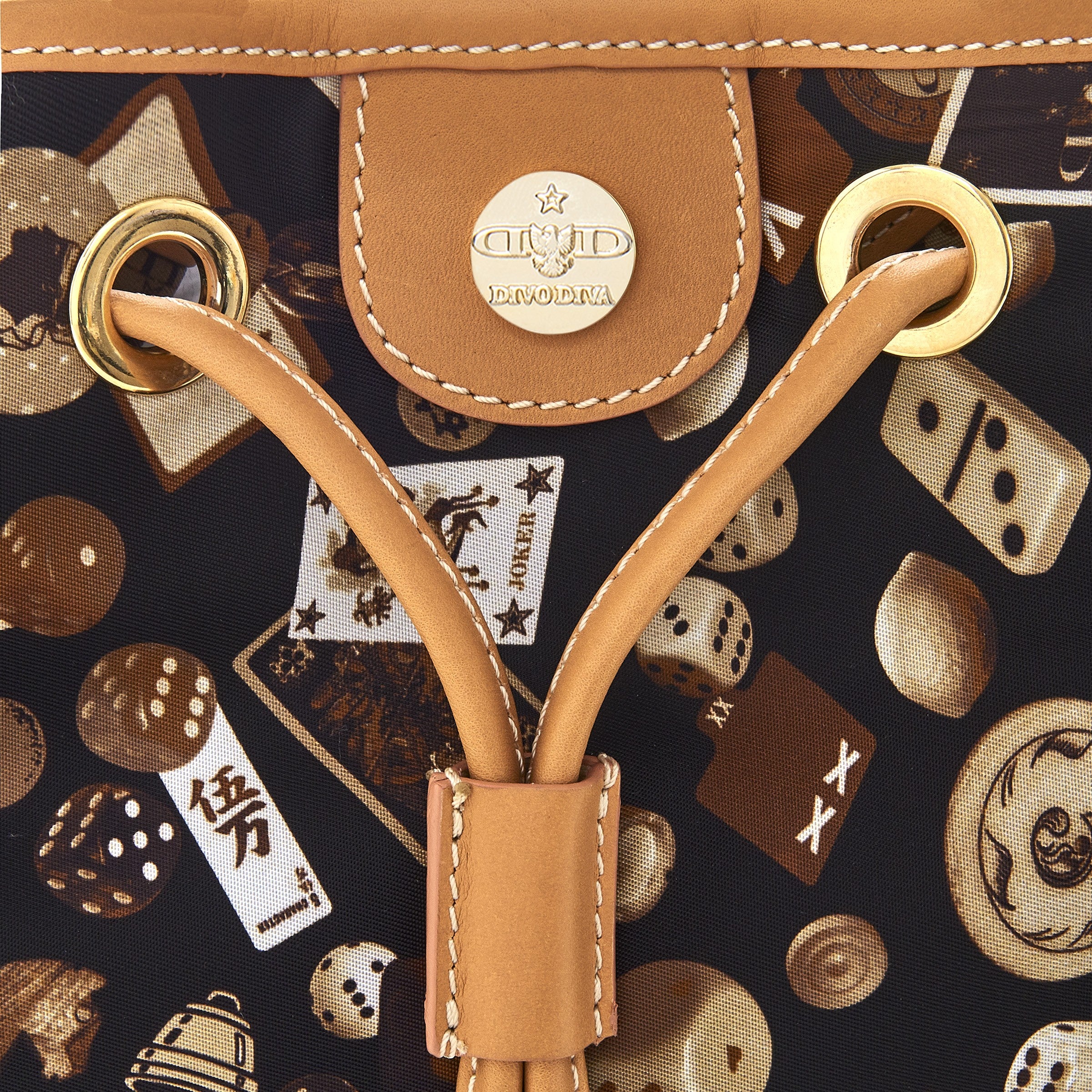 Casablanca Secchiello con catene in Nylon con Disegno Gambling Classic Marrone/Biscotto