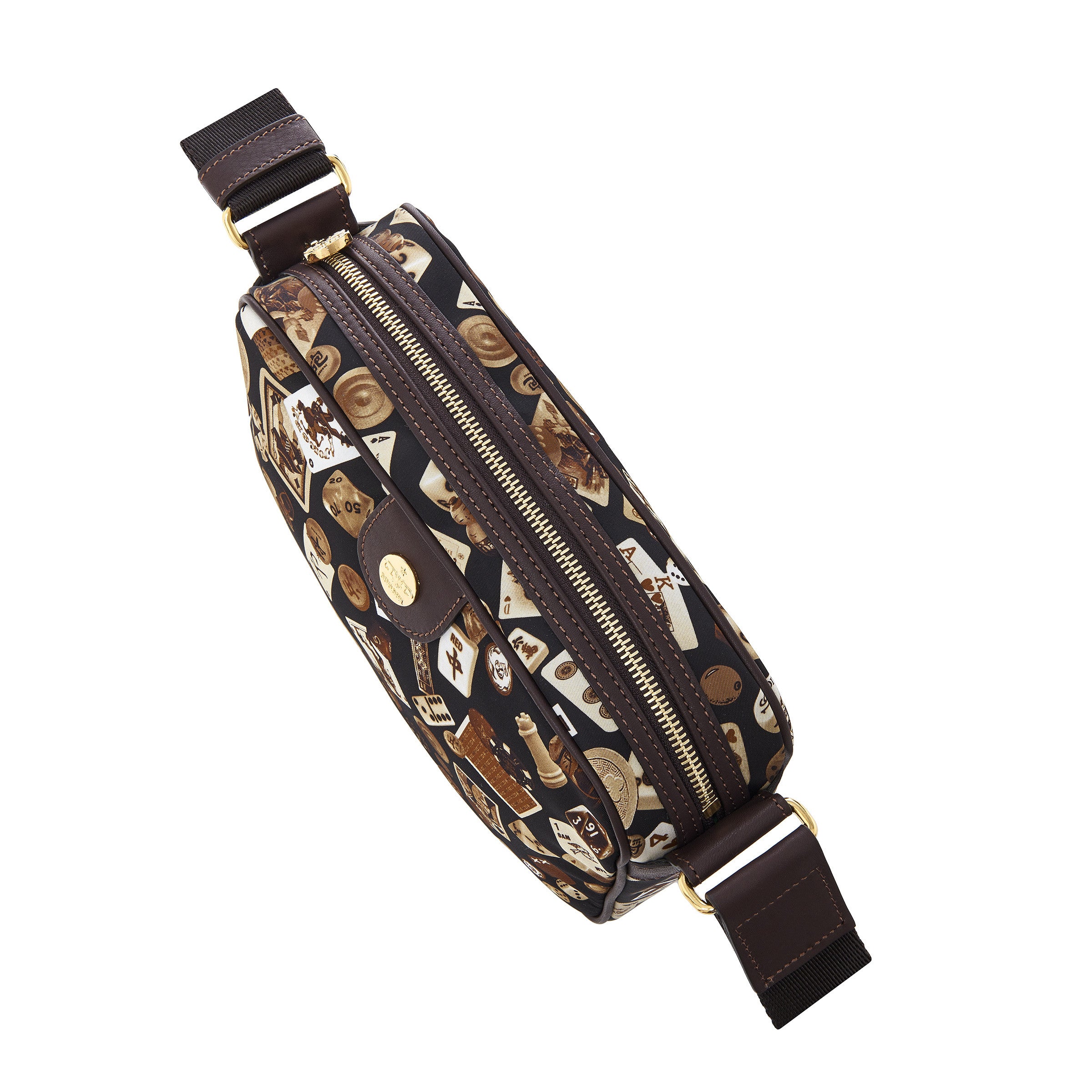 Seoul Nylon Shoulder Bag with Classic Gambling Design Brown/Cocoa