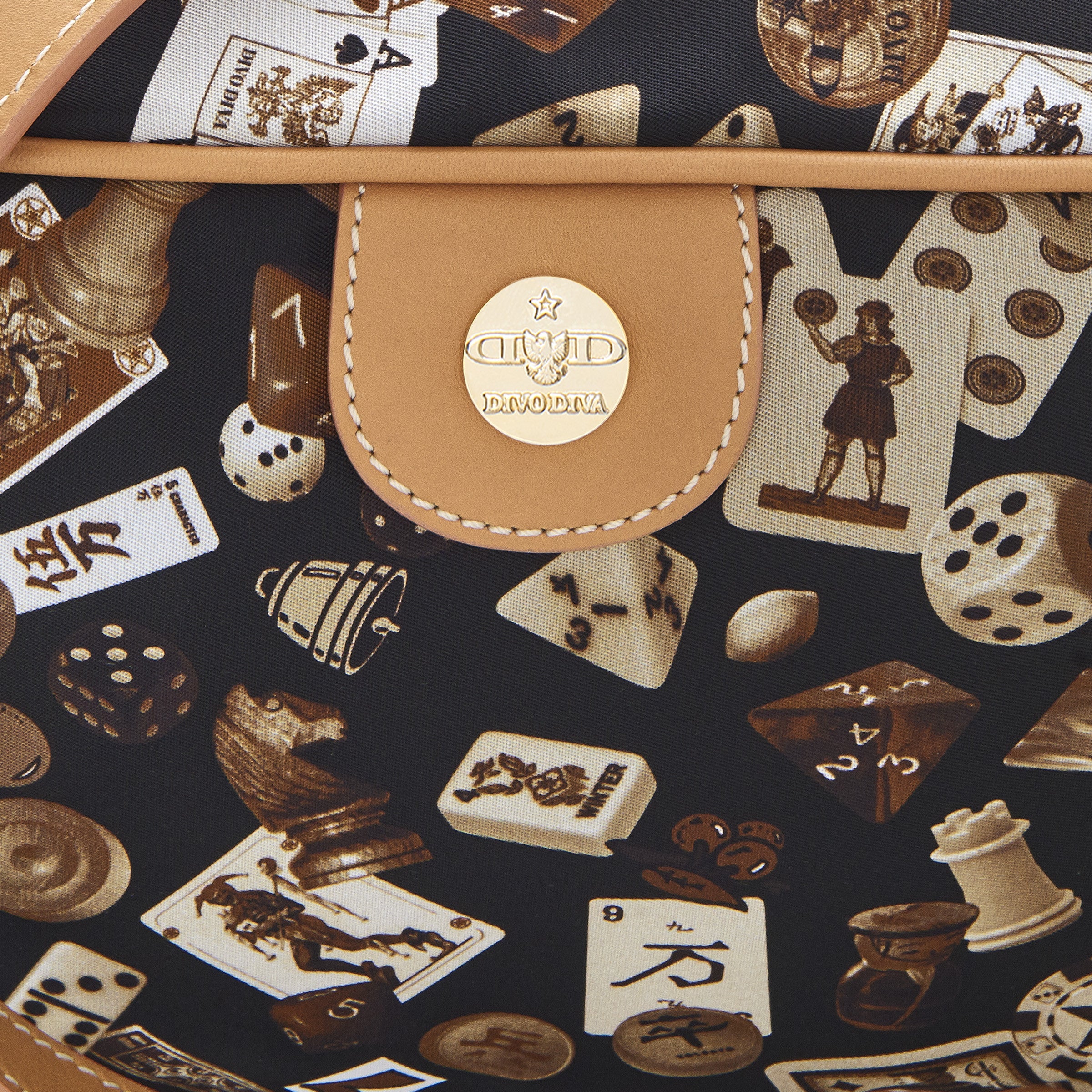 Las Vegas Tracolla con catene in Nylon con Disegno Gambling Classic Marrone/Biscotto