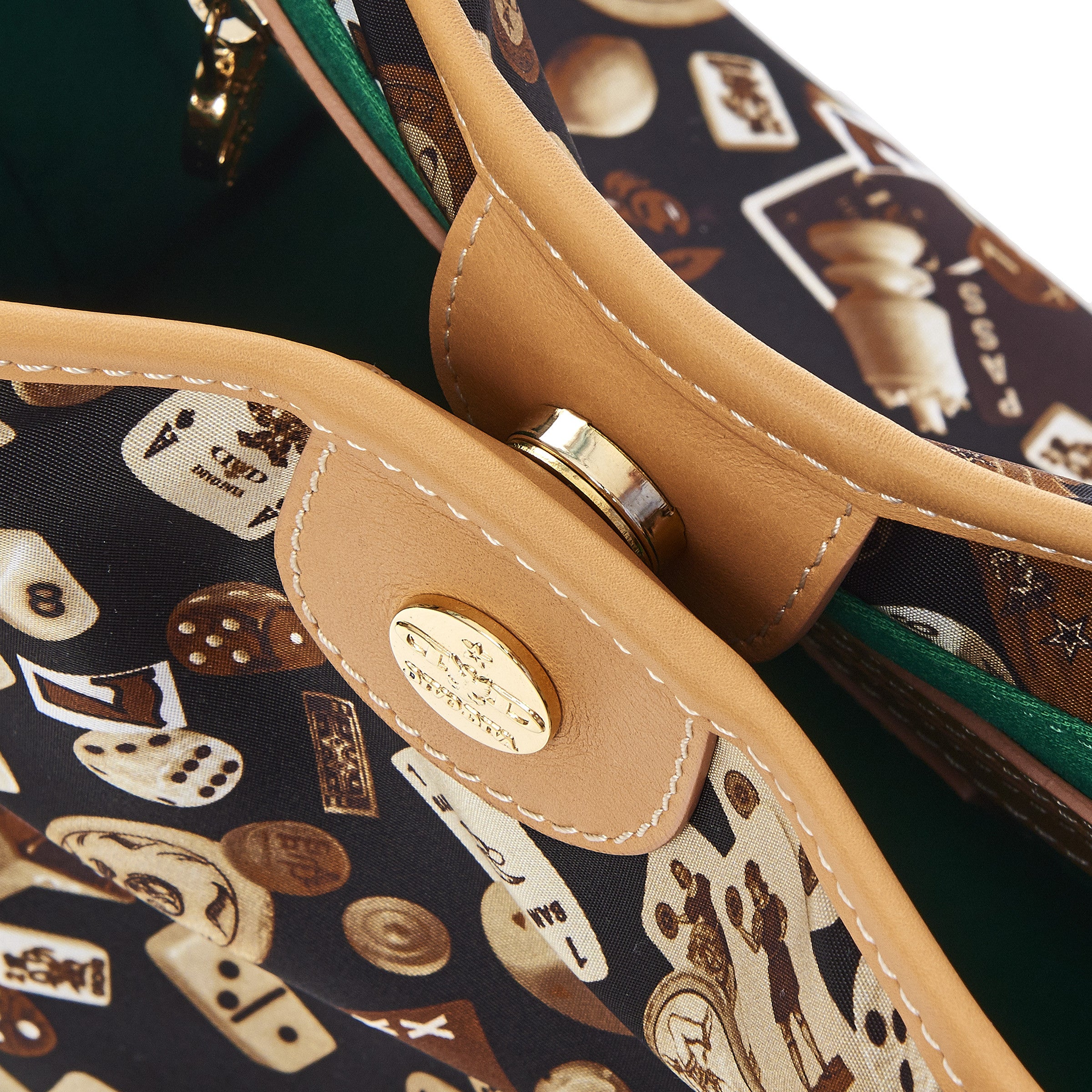 Venice shopping piccola con tracolla in Nylon con Disegno Gambling Classic Marrone/Biscotto