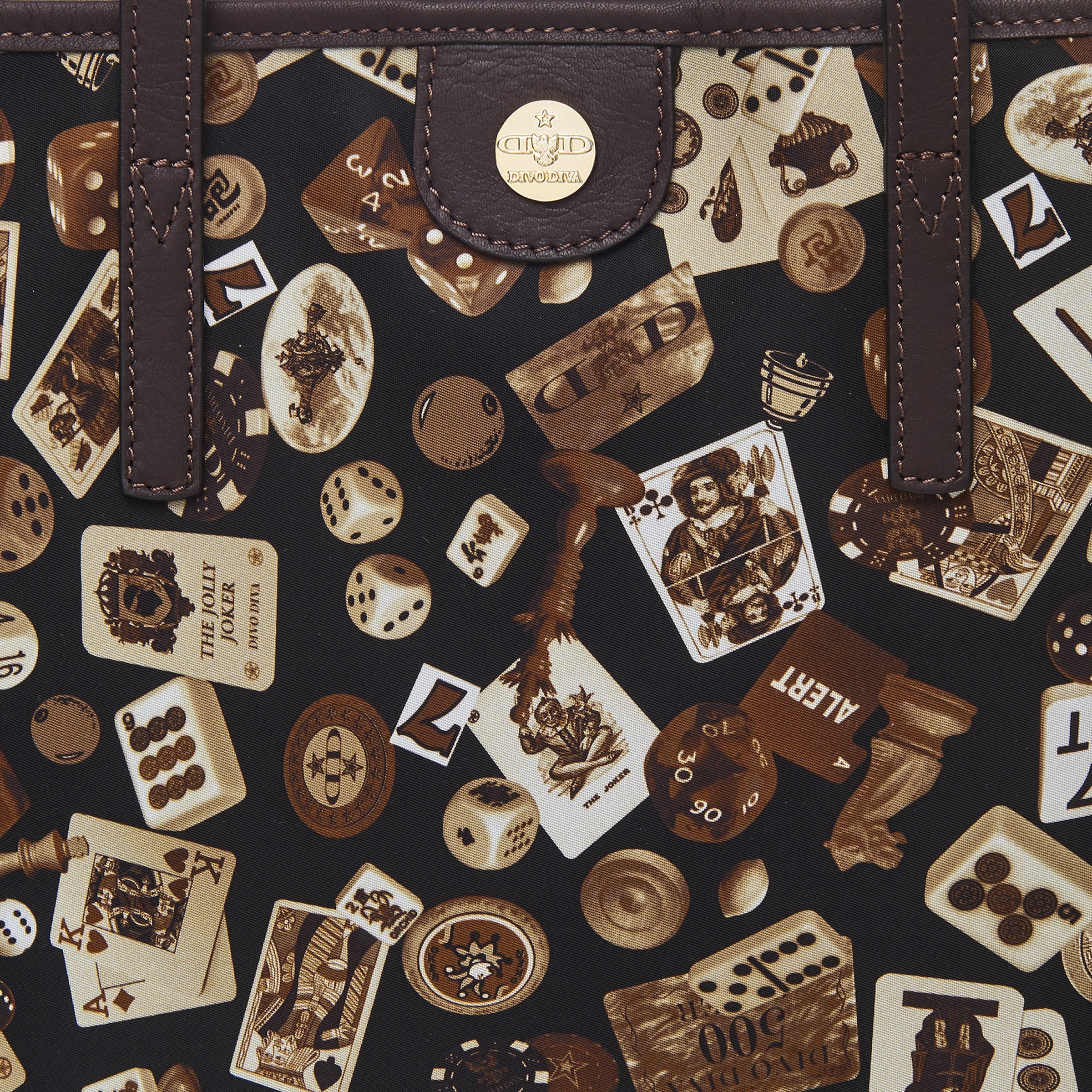 Sanremo Borsa shopping medium in Nylon with Gambling Classic Brown/Cocoa design