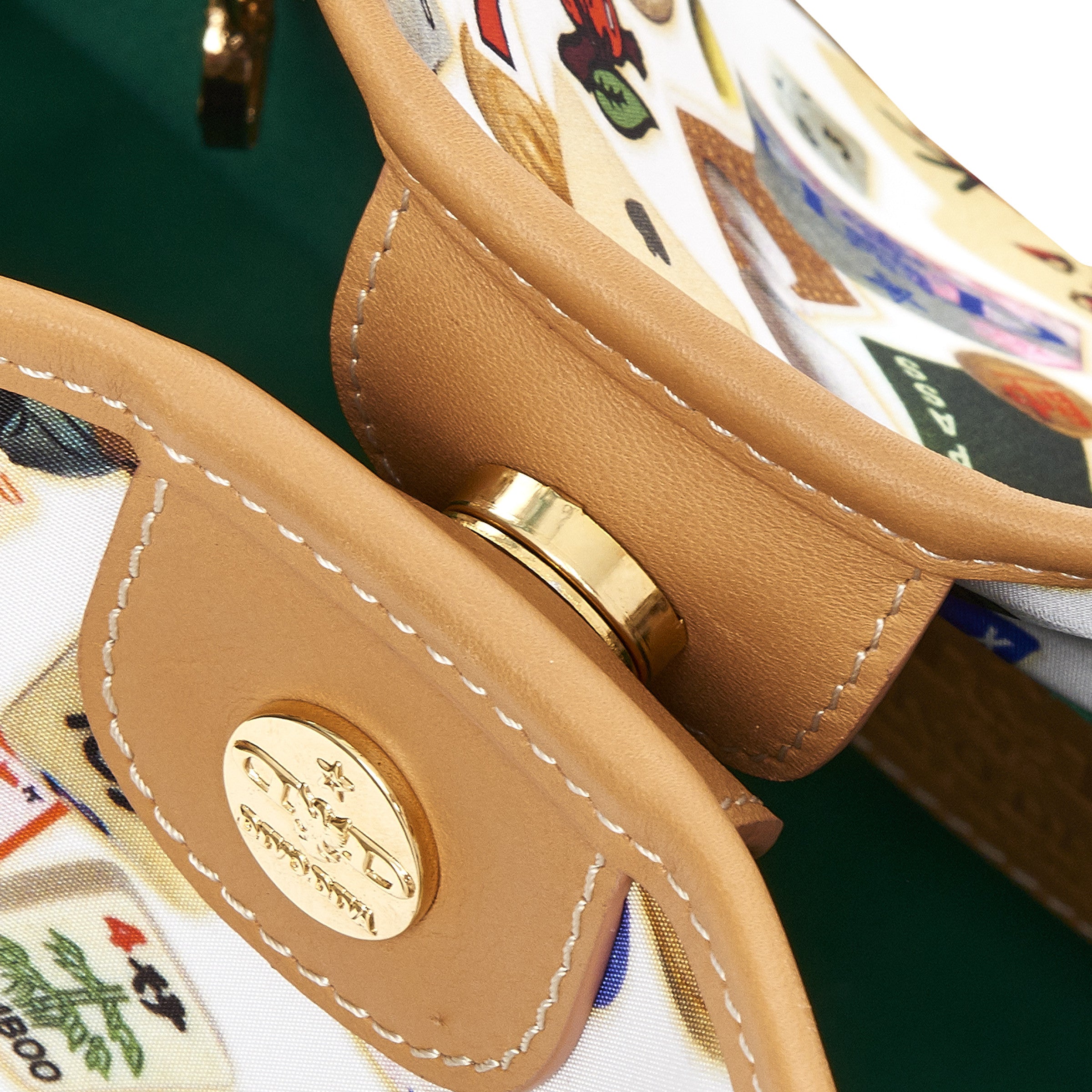 Macao Borsa large shopping bag with Nylon chains featuring Multicolor Gambling Design White/Cookie