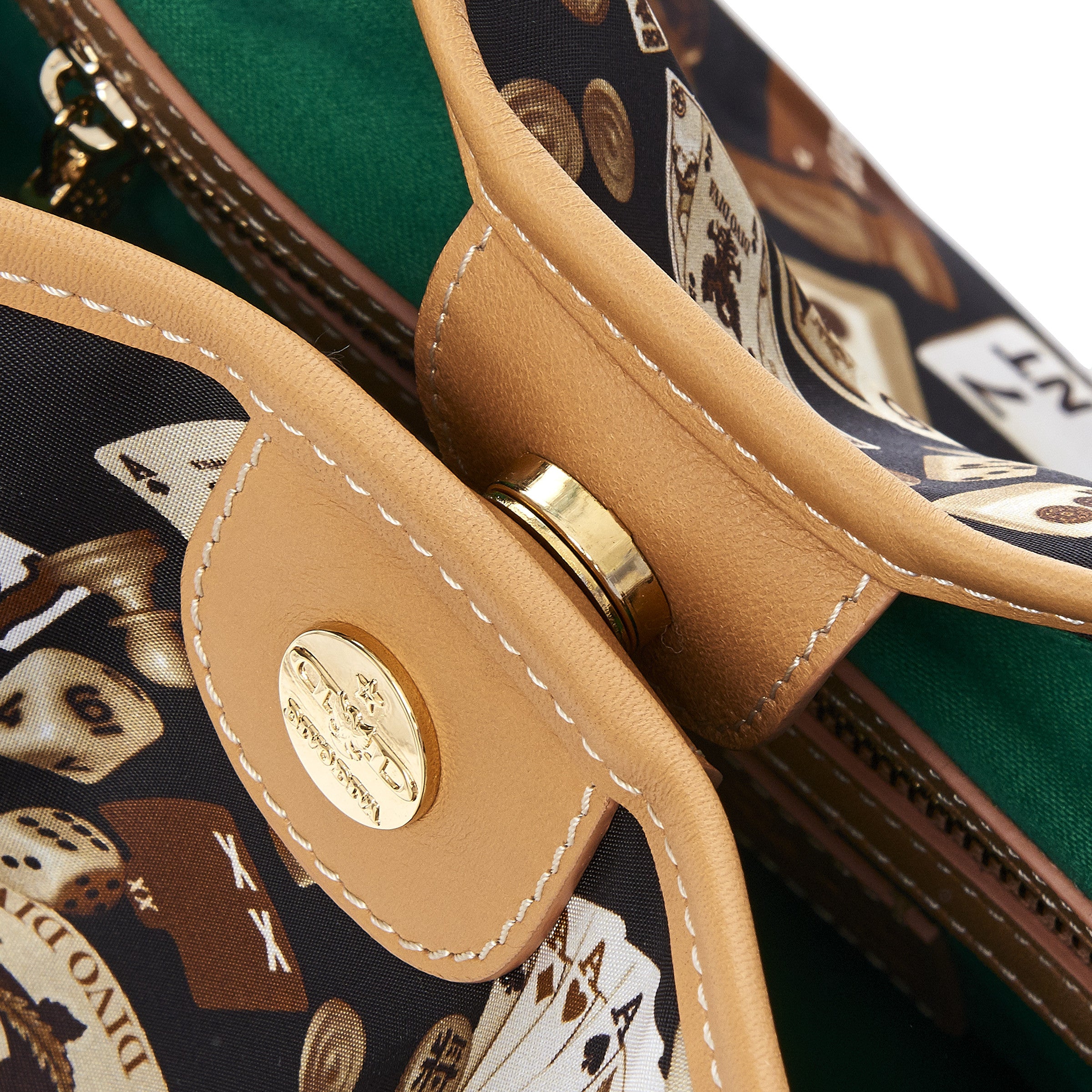 Macao Borsa large shopping bag with Nylon chains with Classic Gambling Design Brown/Cookie