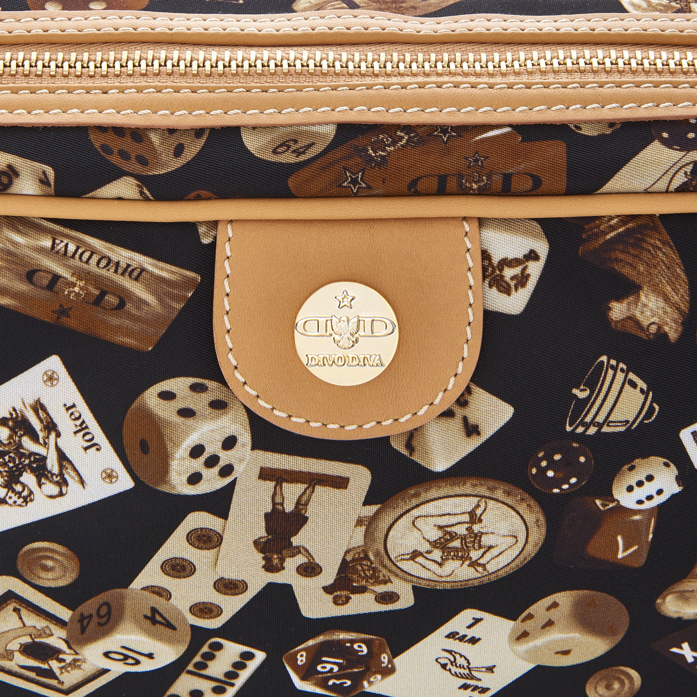 Seoul Nylon Shoulder Bag with Classic Gambling Design Brown/Biscuit