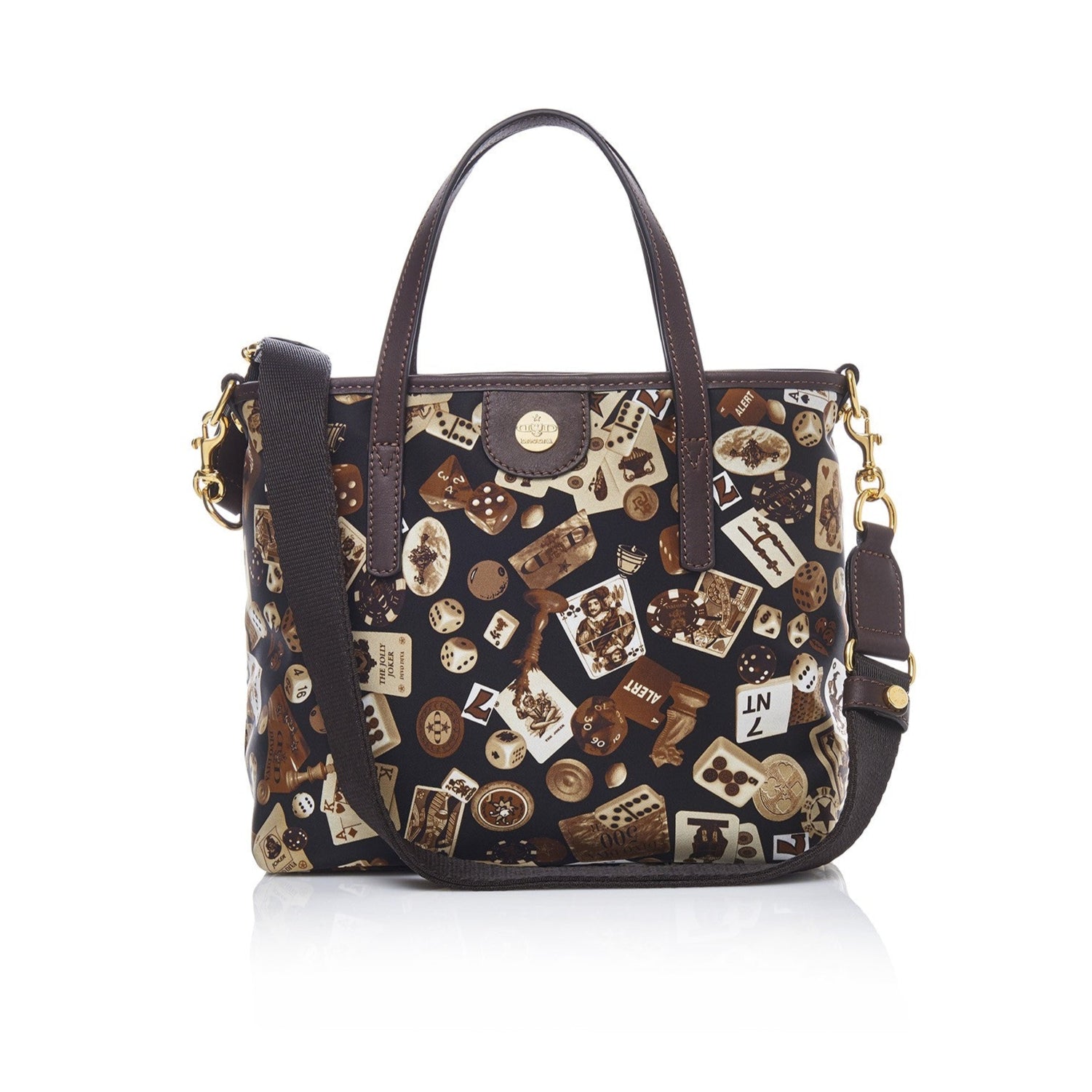 Niagara Borsa small shopping bag with nylon shoulder strap with Classic Gambling Design Brown/Cocoa