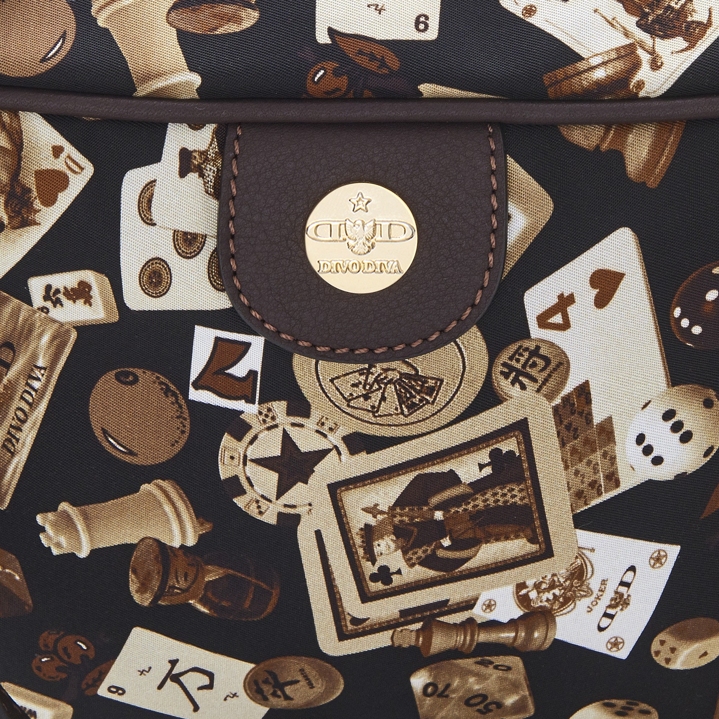 Las Vegas Tracolla con catene in Nylon con Disegno Gambling Classic Marrone/Cacao